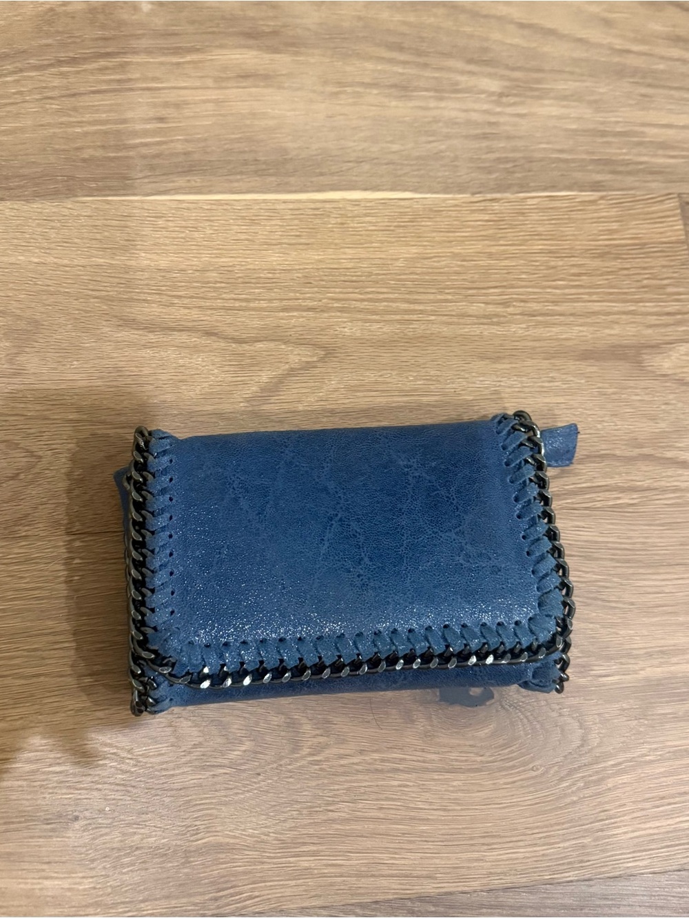 Blue Crossbody with Chain Stitch Trim